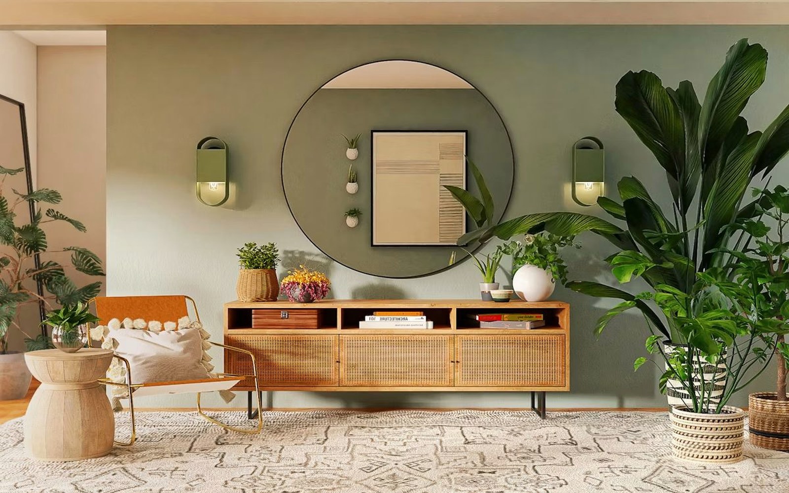 Spatial material planning across connected rooms.